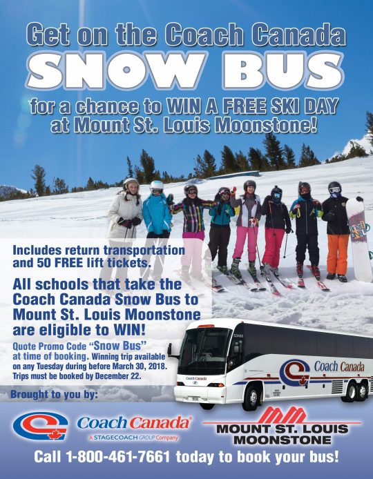 Win a Free Ski Day with Coach Canada Snow Bus! - Mount St. Louis Moonstone